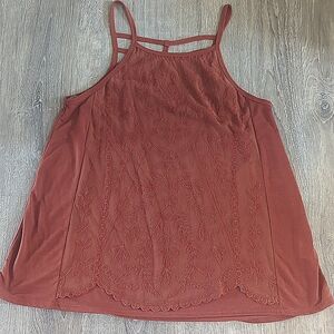 🏷️LAST CHANCE SALE $5 ITEM🏷️Rewind Lace Embroidered Rust Tank Top
